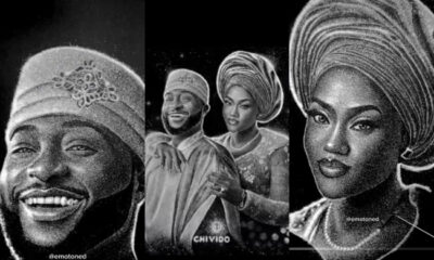 Nigerian Artist Creates Viral Salt Portrait of Davido and Chioma